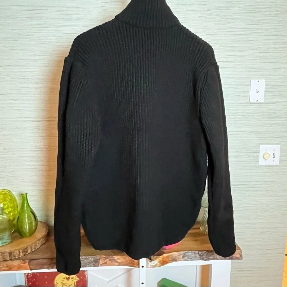LCR Black Edition Sweater Full Zip Cardigan Black Chunky Knit Men's Size XXL NWT